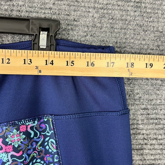 Pro Player Womens XL Capri Leggings Blue Floral Stretch Active Workout Pants - Picture 6 of 11